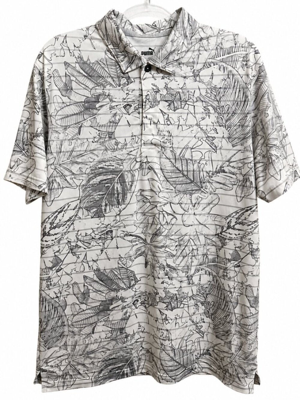 EUC Puma Gray/White Pattern Performance Polo
